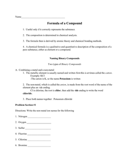 Formula of a Compound