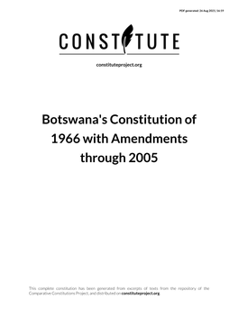 Botswana's Constitution of 1966 with Amendments Through 2005