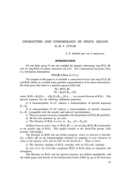 CHARACTERS and COHOMOLOGY of FINITE GROUPS by M