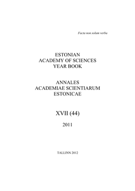 Estonian Academy of Sciences Year Book Annales Academiae
