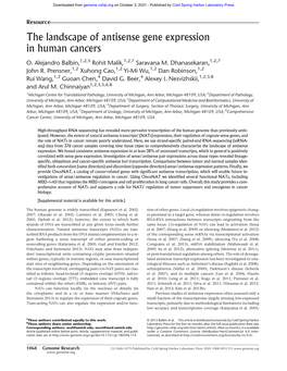 The Landscape of Antisense Gene Expression in Human Cancers