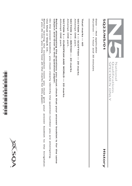 N5SQ23/N5/01 History Nationalquali Cations SPECIMEN ONLY