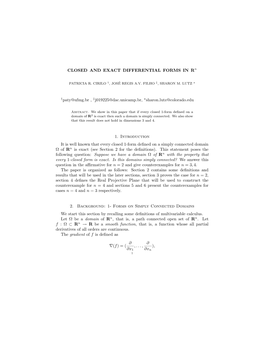 Closed and Exact Differential Forms