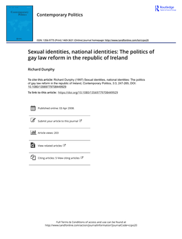 Sexual Identities, National Identities: the Politics of Gay Law Reform in the Republic of Ireland