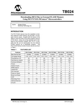 Downloading HEX Files to External FLASH Memory Using PIC17CXXX Picmicro® Microcontrollers