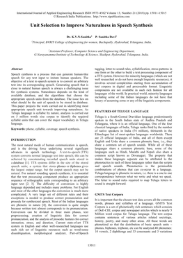 Unit Selection to Improve Naturalness in Speech Synthesis