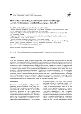 How Useful Is Fluctuating Asymmetry in Conservation Biology