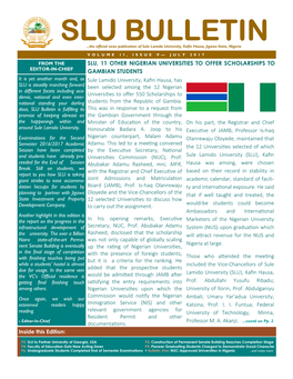 SLU BULLETIN ...The Official News Publication of Sule Lamido University, Kafin Hausa, Jigawa State, Nigeria