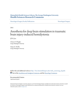 Anesthesia for Deep Brain Stimulation in Traumatic Brain Injury-Induced Hemidystonia Jill M