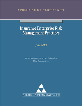 Insurance Enterprise Risk Management Practice Note