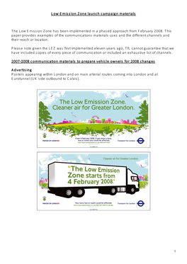 Low Emission Zone Launch Campaign Materials