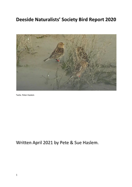 Deeside Naturalists' Society Bird Report 2020