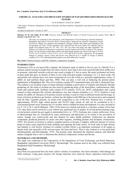 7 Chemical Analysis and Shelf-Life Studies of Papads