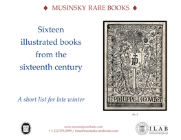 Sixteen Illustrated Books from the Sixteenth Century