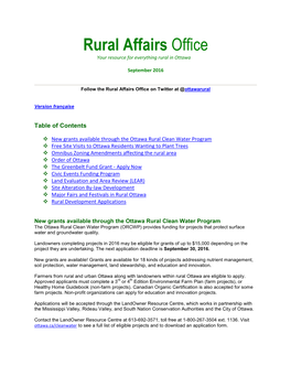 Rural Affairs Office Your Resource for Everything Rural in Ottawa