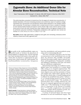 An Additional Donor Site for Alveolar Bone Reconstruction. Technical Note