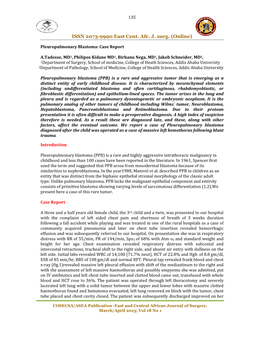 Pleuropulmonary Blastoma: Case Report