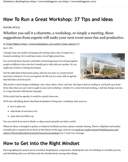 How to Run a Great Workshop: 37 Tips and Ideas How To