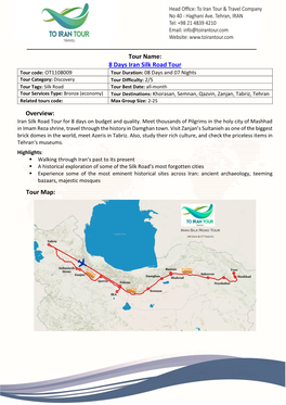 8 Days Iran Silk Road Tour Overview