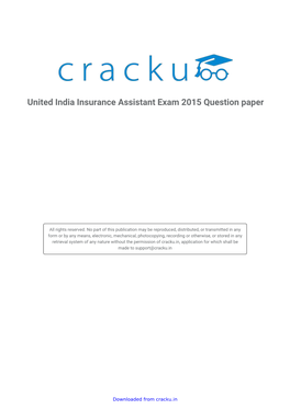 Solved United India Insurance Assistant Exam 2015 Question