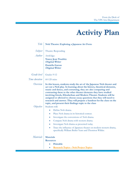 Activity Plan
