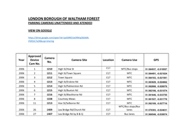 London Borough of Waltham Forest Parking Cameras Unattended and Atended