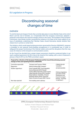 Discontinuing Seasonal Change of Time