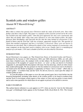 Scottish Yetts and Window-Grilles