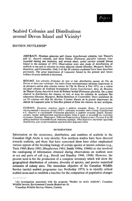 Seabird Colonies and Distributions Around Devon Island and Vicinity1