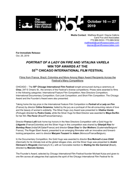 Portrait of a Lady on Fire and Vitalina Varela Win Top Awards at the 55Th Chicago International Film Festival