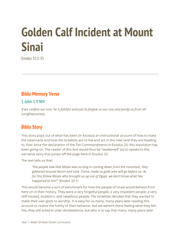 Golden Calf Incident at Mount Sinai Exodus 32:1-35