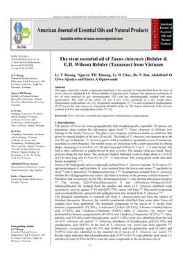 The Stem Essential Oil of Taxus Chinensis (Rehder & E.H. Wilson