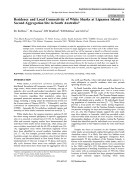 Residency and Local Connectivity of White Sharks at Liguanea Island: a Second Aggregation Site in South Australia?