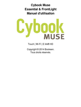 Cybook Muse Essential & Frontlight Manuel D'utilisation