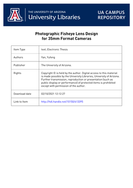 Photographic Fisheye Lens Design for 35Mm Format Cameras