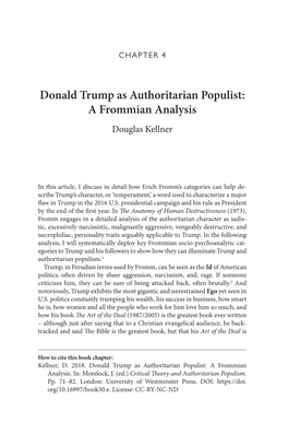 Donald Trump As Authoritarian Populist: a Frommian Analysis Douglas Kellner