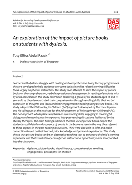 An Exploration of the Impact of Picture Books on Students with Dyslexia