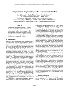 Using Constraint Programming to Solve a Cryptanalytic Problem∗