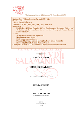 Sussex Dialect (1875)