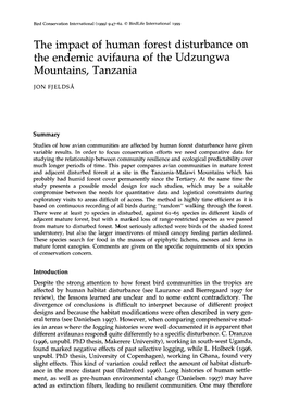 The Impact of Human Forest Disturbance on the Endemic Avifauna of the Udzungwa Mountains, Tanzania