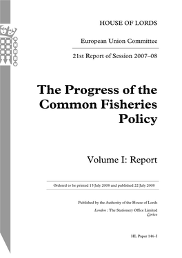 The Progress of the Common Fisheries Policy