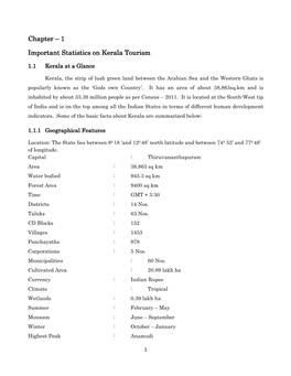 Chapter – 1 Important Statistics on Kerala