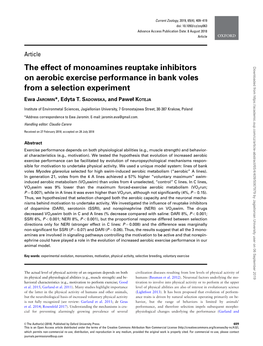 The Effect of Monoamines Reuptake Inhibitors on Aerobic Exercise