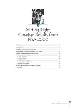 Starting Right: Canadian Results from PISA 2000