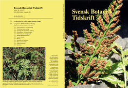 Svensk Botanisk Tidskrift INNEHÅLL