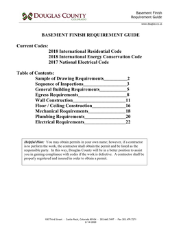 BASEMENT FINISH REQUIREMENT GUIDE Current Codes