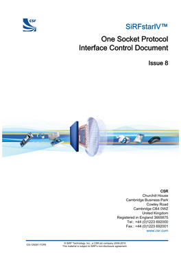 Sirfstariv™ One Socket Protocol Interface Control Document