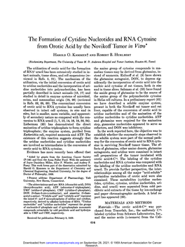 The Formation of Cytidine Nucleotides and RNA Cytosine from Orotic Acid by the Novikoff Tumor in Vitro*