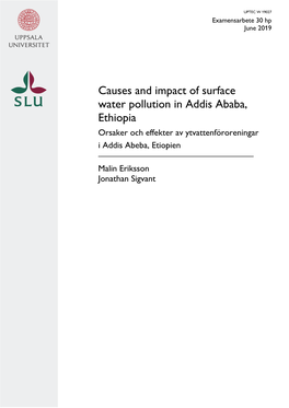 Causes and Impact of Surface Water Pollution in Addis Ababa, Ethiopia Orsaker Och Effekter Av Ytvattenföroreningar I Addis Abeba, Etiopien