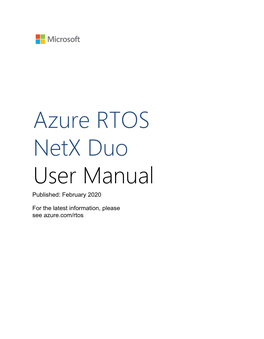 Azure RTOS Netx Duo User Manual Published: February 2020